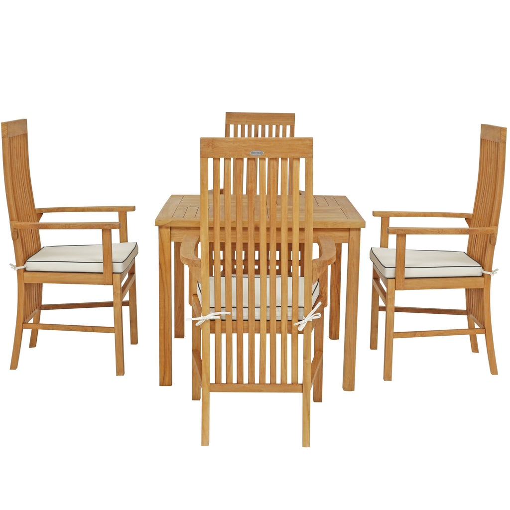 5 Piece Teak Wood West Palm Patio Bistro Dining Set including 35" Tabl