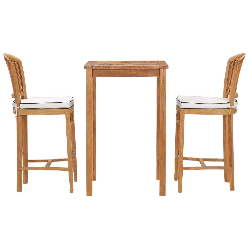 3 Piece Teak Wood Orleans Intimate Patio Bistro Bar Set including 27" La Place USA Furniture