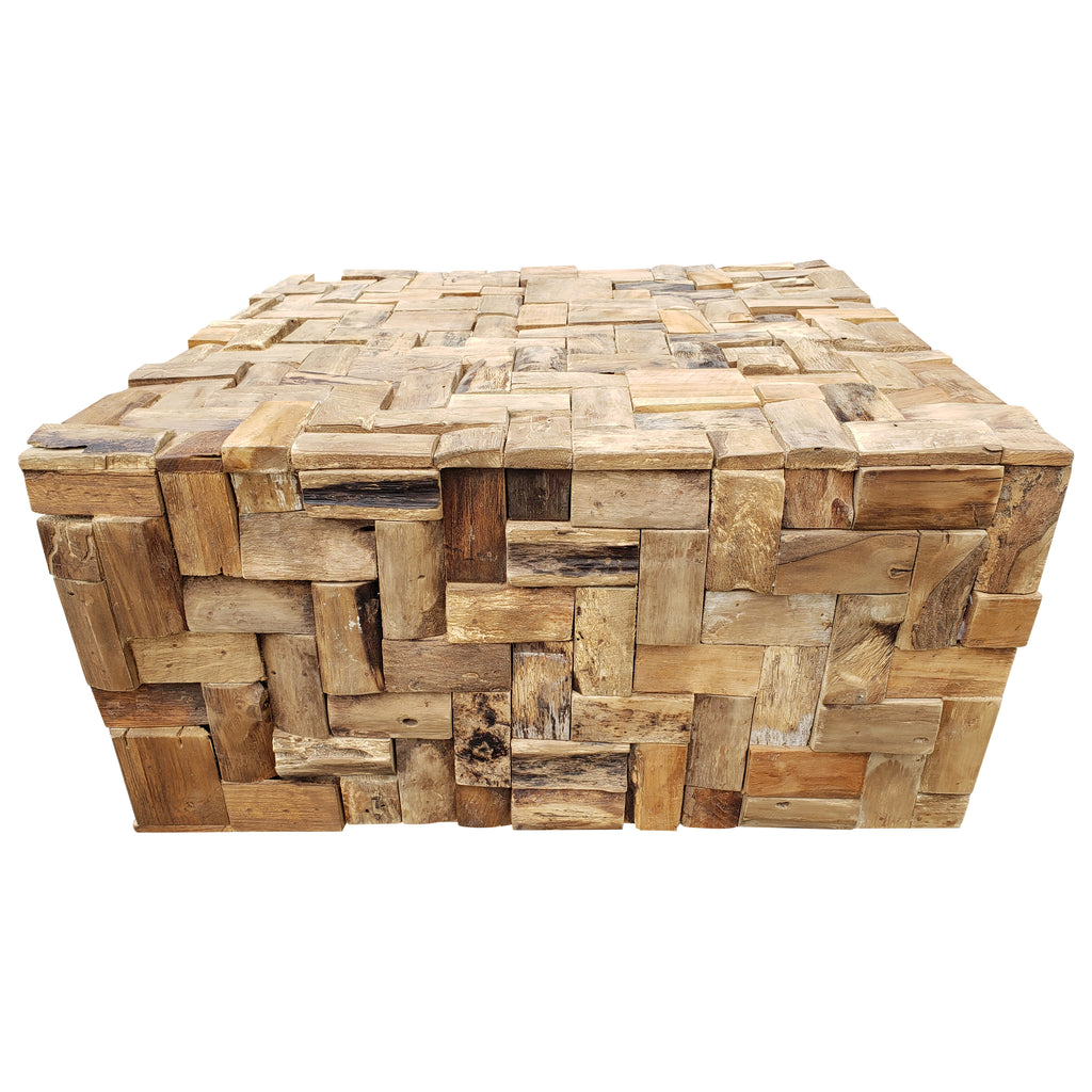 Rustic Recycled Teak Wood Java Coffee Table, 32 inch – La Place USA ...