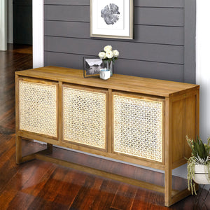 Recycled Teak Wood West Indies Cane Buffet with 3 Doors