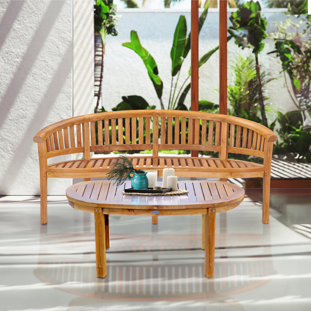 Teak Wood Peanut Triple Bench – La Place USA Furniture Outlet