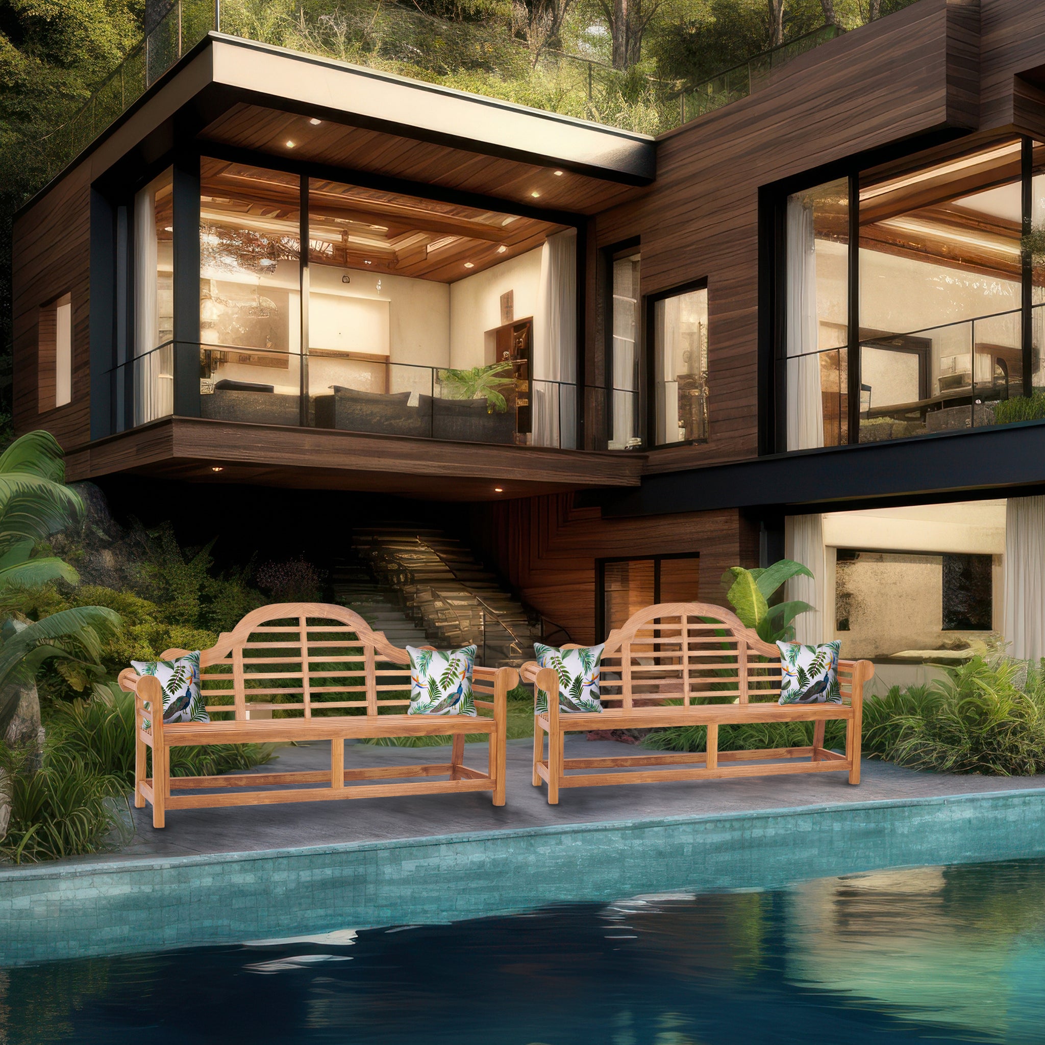 Teak Wood Lutyens Triple Bench – La Place USA Furniture Outlet