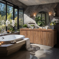 Recycled Teak Wood Valencia Large Bathroom Linen Cabinet with 4 Doors - La Place USA Furniture Outlet