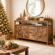 Recycled Teak Wood Mozaik Media Center / Buffet with 4 Wooden Doors