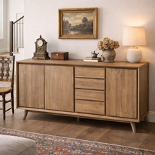 Recycled Teak Wood Retro Chest/Media Center with 3 Doors, 4 Drawers