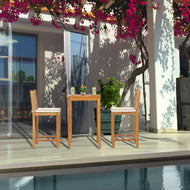 3 Piece Teak Wood Elzas Intimate Bistro Bar Set includes 27" Table and 2 Barstools