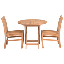 3 Piece Teak Dining Set with 36" Round California Table and 2 Abaco Side Chairs