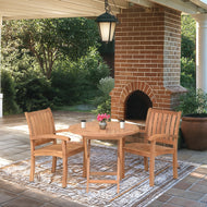 3 Piece Teak Wood Dining Set with 36" Round California Table and 2 Abaco Arm Chairs - La Place USA Furniture Outlet