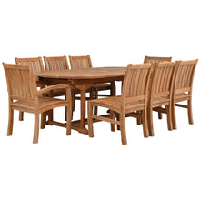 9 Piece Teak Wood Dining Set including Oval Extension Table with 2 Abaco Arm and 6 Side Chairs