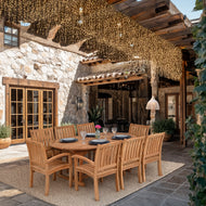 9 Piece Teak Wood Dining Set including Oval Extension Table with 8 Abaco Arm Chairs - La Place USA Furniture Outlet