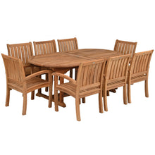 9 Piece Teak Wood Dining Set including Oval Extension Table with 8 Abaco Arm Chairs