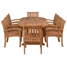 9 Piece Teak Wood Dining Set including Oval Extension Table with 8 Abaco Arm Chairs