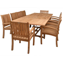 11 Piece Teak Wood Dining Set including Rectangular Double Extension Table with 10 Abaco Arm Chairs