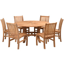 7 Piece Teak Wood Dining Set including 59" Round Sun Table with 6 Abaco Side Chairs