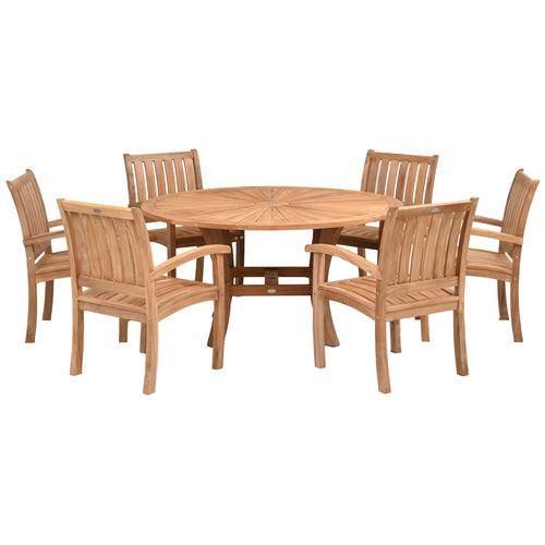 7 Piece Teak Wood Dining Set including 59