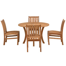 7 Piece Teak Wood Dining Set including 47" Round Sun Table with 4 Abaco Side Chairs