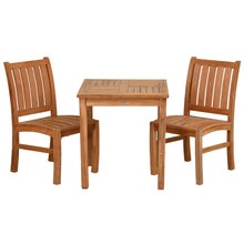 3 Piece Teak Wood Bistro Dining Set including 27" Square Table with 2 Abaco Side Chairs