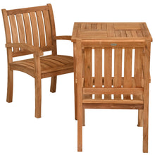 3 Piece Teak Wood Bistro Dining Set including 27" Square Table with 2 Abaco Arm Chairs