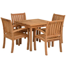 5 Piece Teak Wood Bistro Dining Set including 35" Square Table with 4 Abaco Arm Chairs