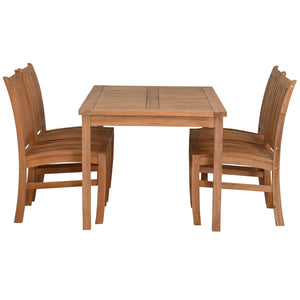 5 Piece Teak Wood Bistro Dining Set including 55" Rectangular Table with 4 Abaco Side Chairs