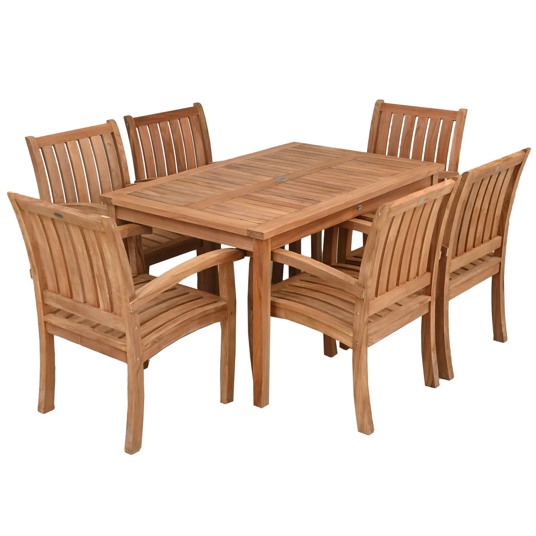 7 Piece Teak Wood Bistro Dining Set including 63