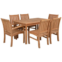 7 Piece Teak Wood Bistro Dining Set including 63" Rectangular Table with 2 Abaco Arm Chairs & 4 Side Chairs