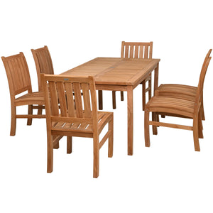 7 Piece Teak Wood Bistro Dining Set including 71" Rectangular Table with 6 Abaco Side Chairs