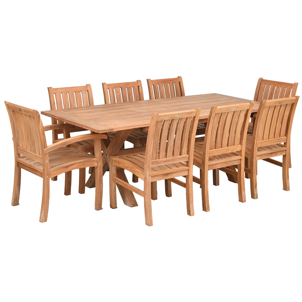 9 Piece Teak Wood Dining Set Including 87