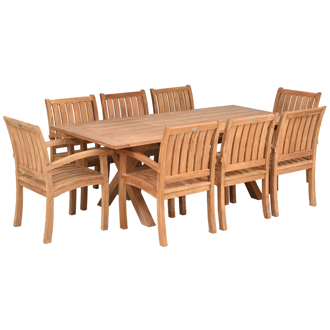 9 Piece Teak Wood Dining Set Including 87