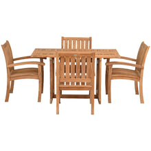 5 Piece Teak Wood Dining Set Including 56" Hatteras Rectangular Folding Table with 4 Abaco Arm Chairs