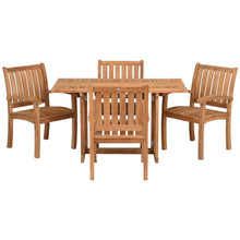 5 Piece Teak Wood Dining Set Including 56" Hatteras Rectangular Folding Table with 4 Abaco Arm Chairs