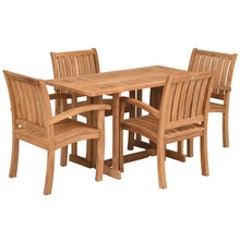 5 Piece Teak Wood Dining Set Including 56" Hatteras Rectangular Folding Table with 4 Abaco Arm Chairs