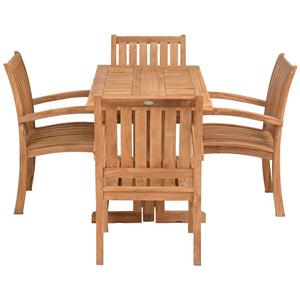 5 Piece Teak Wood Dining Set Including 56" Hatteras Rectangular Folding Table with 4 Abaco Arm Chairs