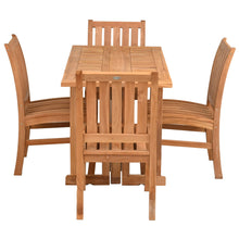 5 Piece Teak Wood Dining Set Including 56" Hatteras Rectangular Folding Table with 4 Abaco Side Chairs