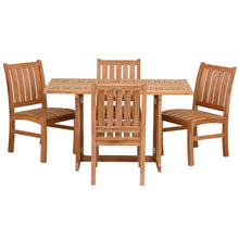 5 Piece Teak Wood Dining Set Including 56" Hatteras Rectangular Folding Table with 4 Abaco Side Chairs