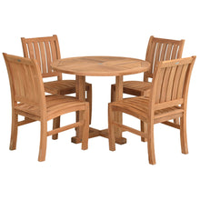 5 Piece Teak Wood Dining Set Including 48" Round Hatteras Table with 4 Abaco Side Chairs