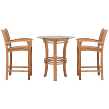 3 Piece Teak Wood Bistro Bar Set Including 36" Round Half Moon Table and 2 Abaco Barstools with Arms