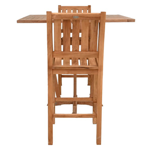 3 Piece Teak Wood Bistro Bar Set Including 35" Square Miami Table and 2 Abaco Barstools