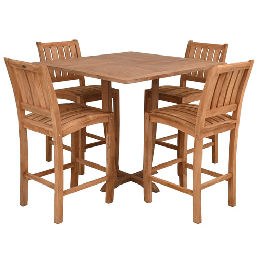 5 Piece Teak Wood Bistro Bar Set Including 35