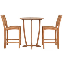 3 Piece Teak Wood Bistro Bar Set Including 35" Round Miami Table and 2 Abaco Barstools