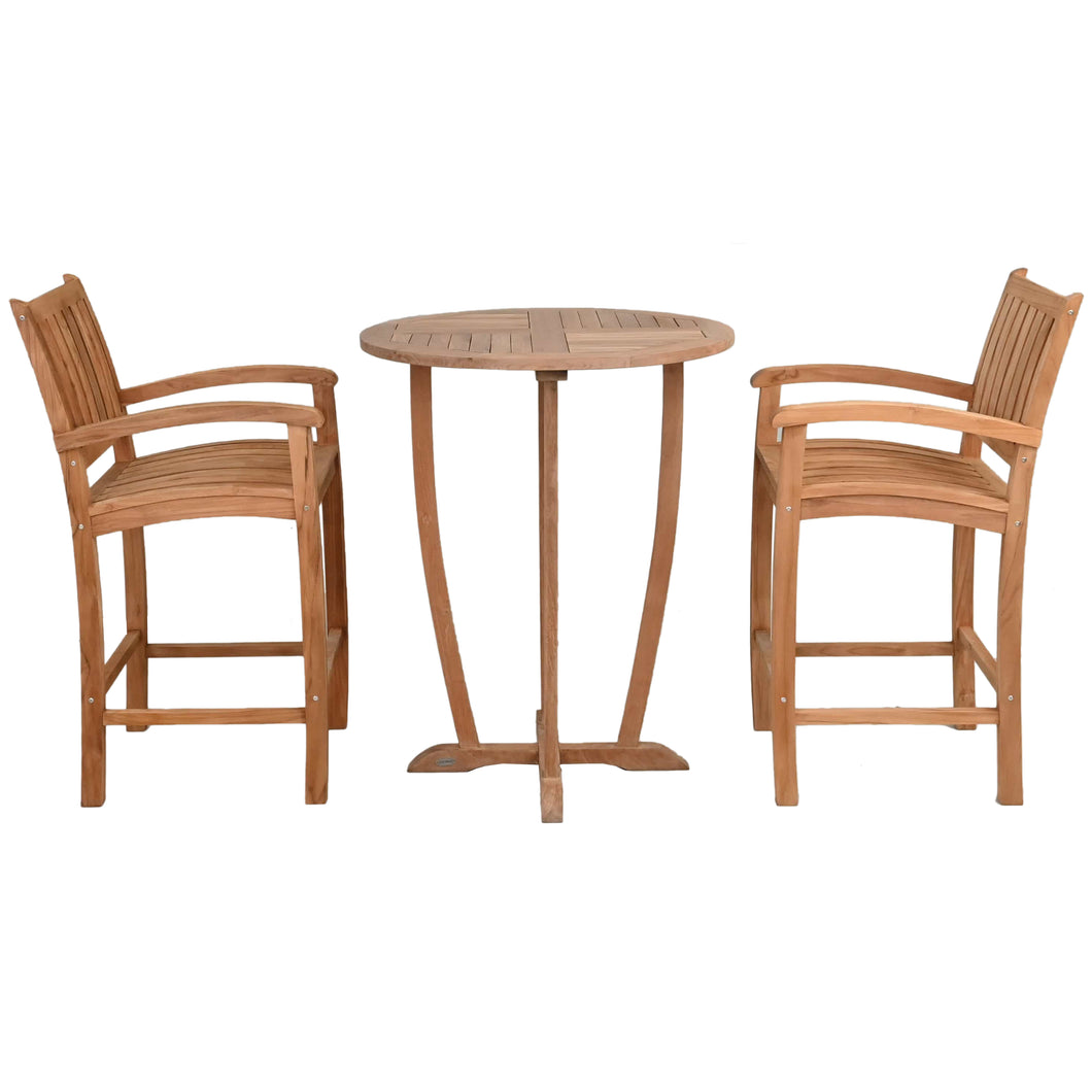 3 Piece Teak Wood Bistro Bar Set Including 35