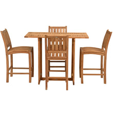 5 Piece Teak Wood Bistro Bar Set Including 55" Rectangular Hatteras Folding Table and 4 Abaco Barstools