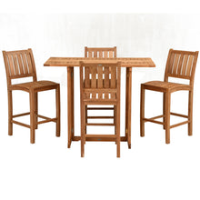 5 Piece Teak Wood Bistro Bar Set Including 55" Rectangular Hatteras Folding Table and 4 Abaco Barstools