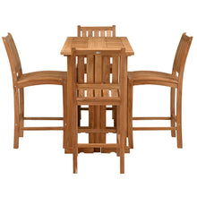 5 Piece Teak Wood Bistro Bar Set Including 55" Rectangular Hatteras Folding Table and 4 Abaco Barstools