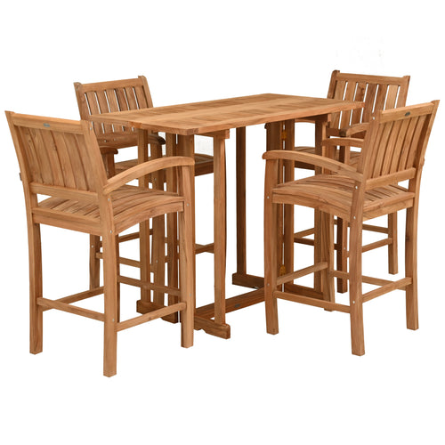 5 Piece Teak Wood Bistro Bar Set Including 55