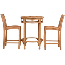 3 Piece Teak Wood Bistro Bar Set Including 32" Round Orleans Bar Table and 2 Abaco Barstools