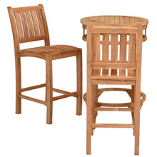 3 Piece Teak Wood Bistro Bar Set Including 27" Round Orleans Bar Table and 2 Abaco Barstools