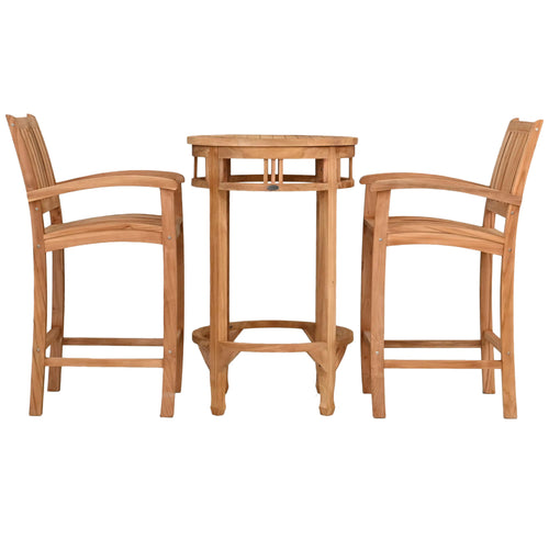 3 Piece Teak Wood Bistro Bar Set Including 27