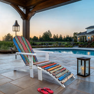 Adirondack Chair Including Footstool Made From Recycled Teak Wood Boats - La Place USA Furniture Outlet