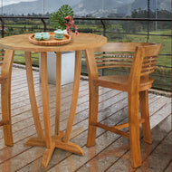 Teak Wood Half Moon Bar Stool - La Place USA Furniture Outlet